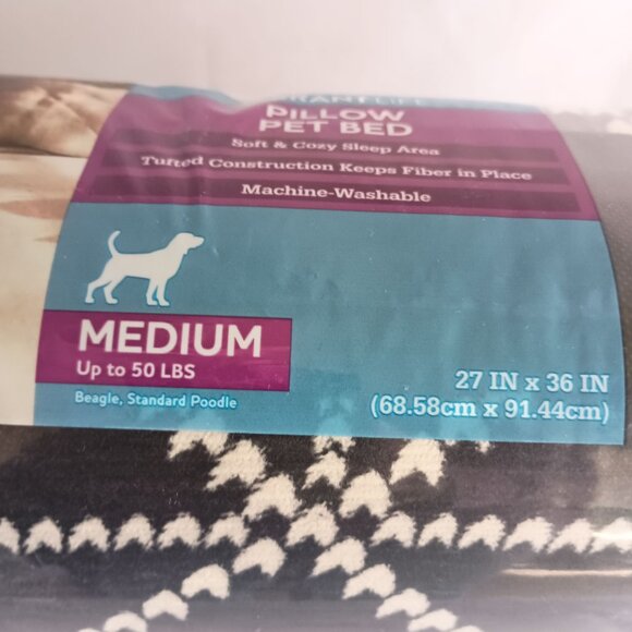 Vibrant Life Soft & Cozy Blue Pillow Pet Bed 27x36 Tufted Machine Washable NIP - Picture 4 of 16